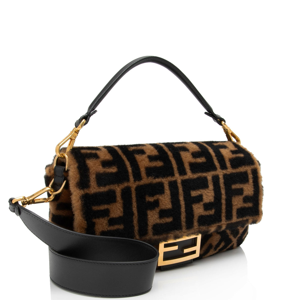 Fendi Sheepskin FF Baguette Shoulder Bag (SHF-mfPxUP) Rovelle Bags