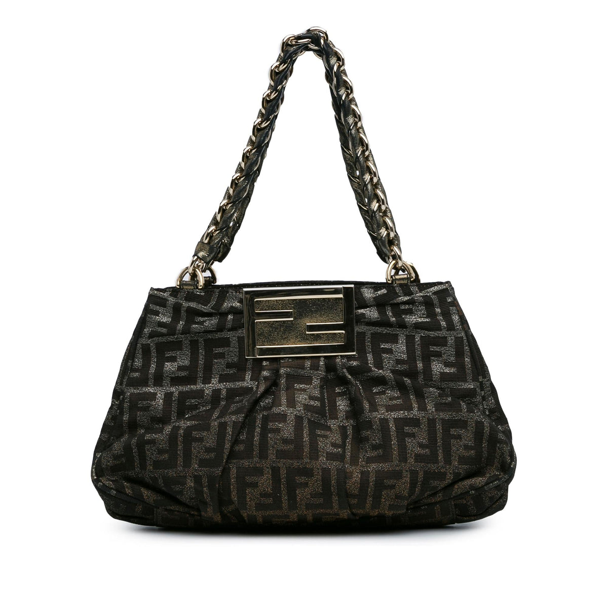 Fendi Small Zucca Metallic Canvas Mia Shoulder Bag Rovelle Bags