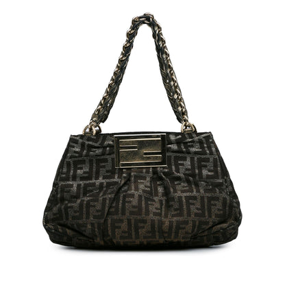 Fendi Small Zucca Metallic Canvas Mia Shoulder Bag Rovelle Bags