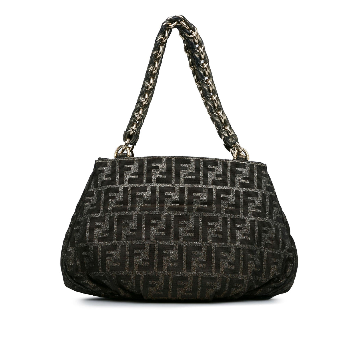 Fendi Small Zucca Metallic Canvas Mia Shoulder Bag Rovelle Bags