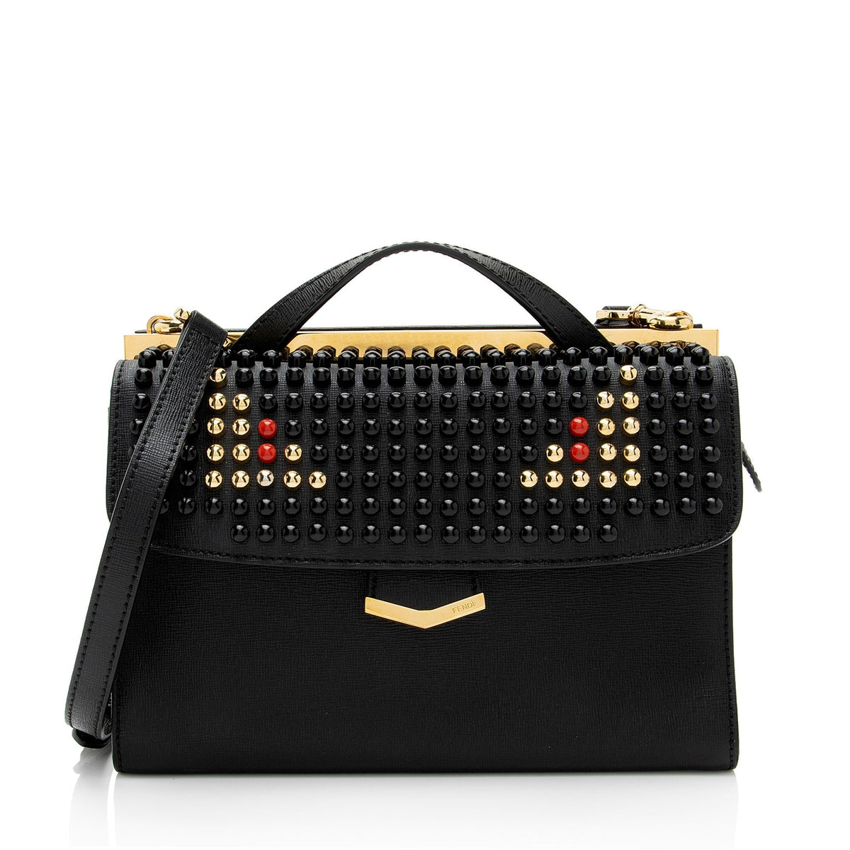 Fendi Studded Vitello Elite Demi Jour Monster Satchel (SHF-eH7Qgz) Rovelle Bags