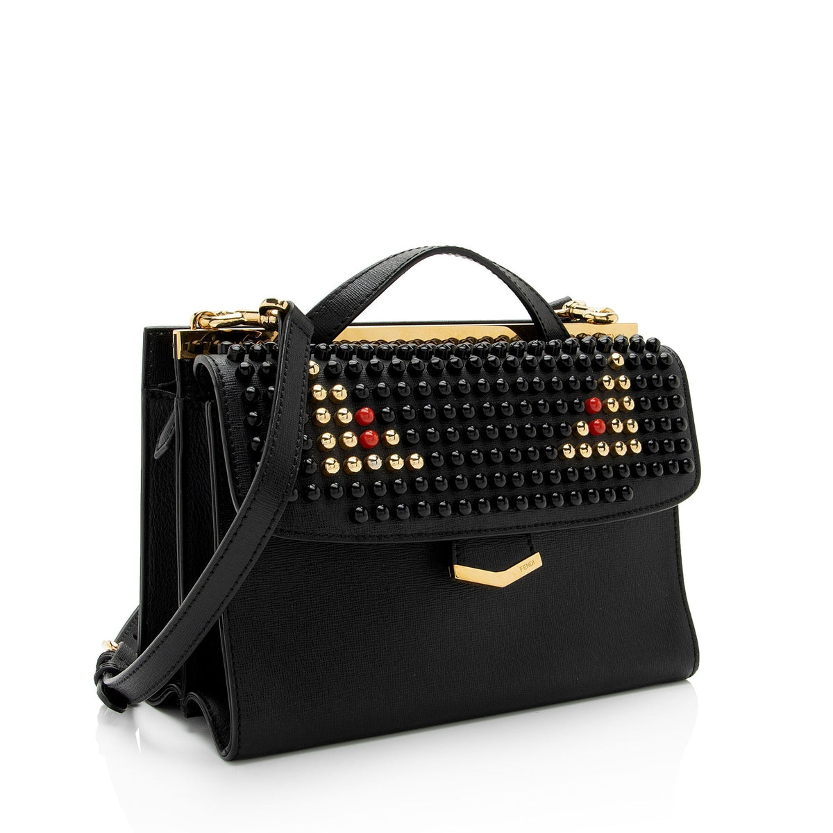 Fendi Studded Vitello Elite Demi Jour Monster Satchel (SHF-eH7Qgz) Rovelle Bags