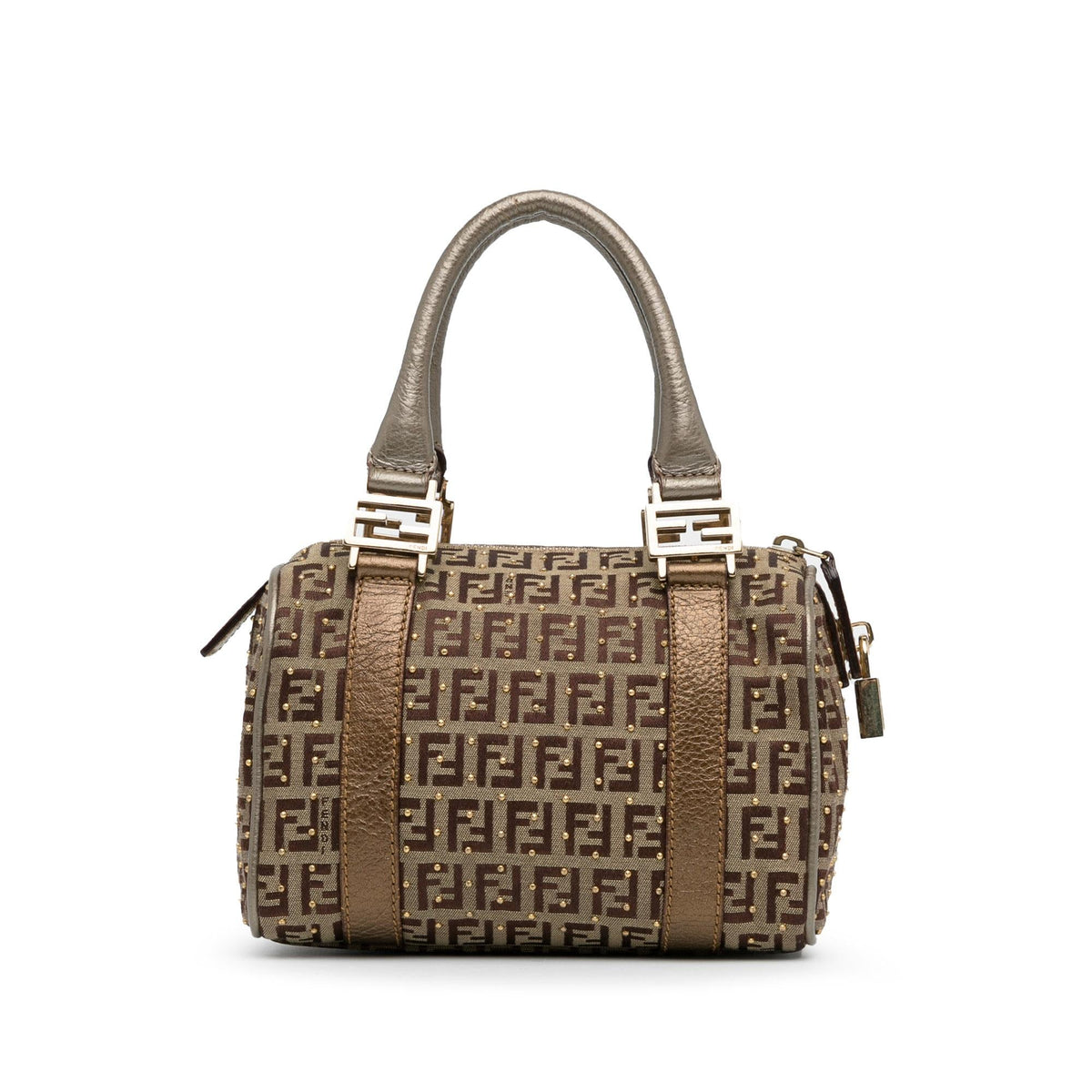 Fendi Studded Zucchino Boston Bag (SHG-q9Lttm) Rovelle Bags