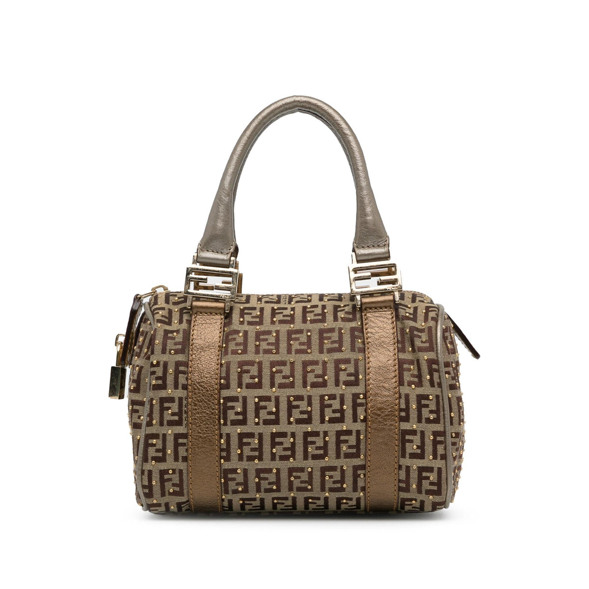 Fendi Studded Zucchino Boston Bag (SHG-q9Lttm) Rovelle Bags