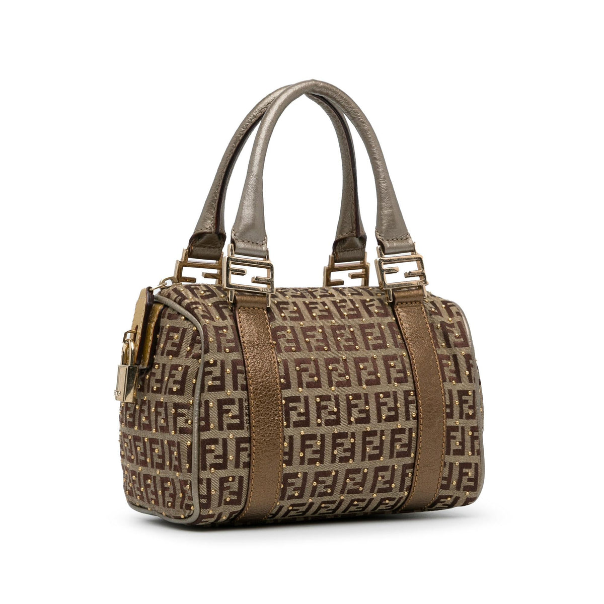 Fendi Studded Zucchino Boston Bag (SHG-q9Lttm) Rovelle Bags