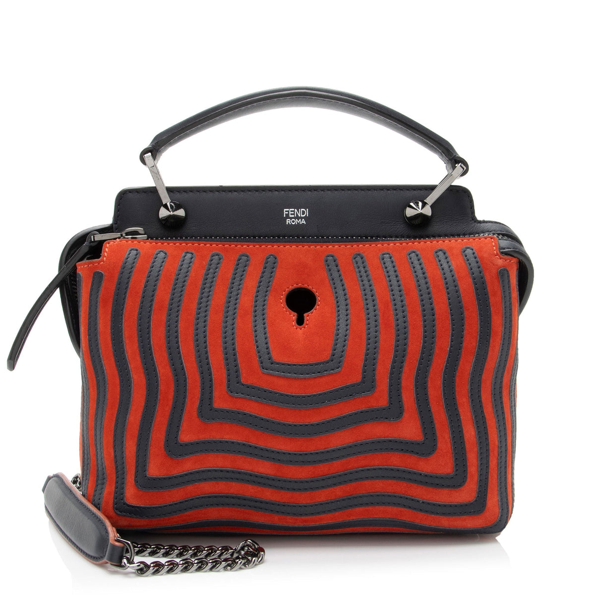 Fendi Quilted Leather Two Tone Dotcom Small Top Handle Rovelle Bags