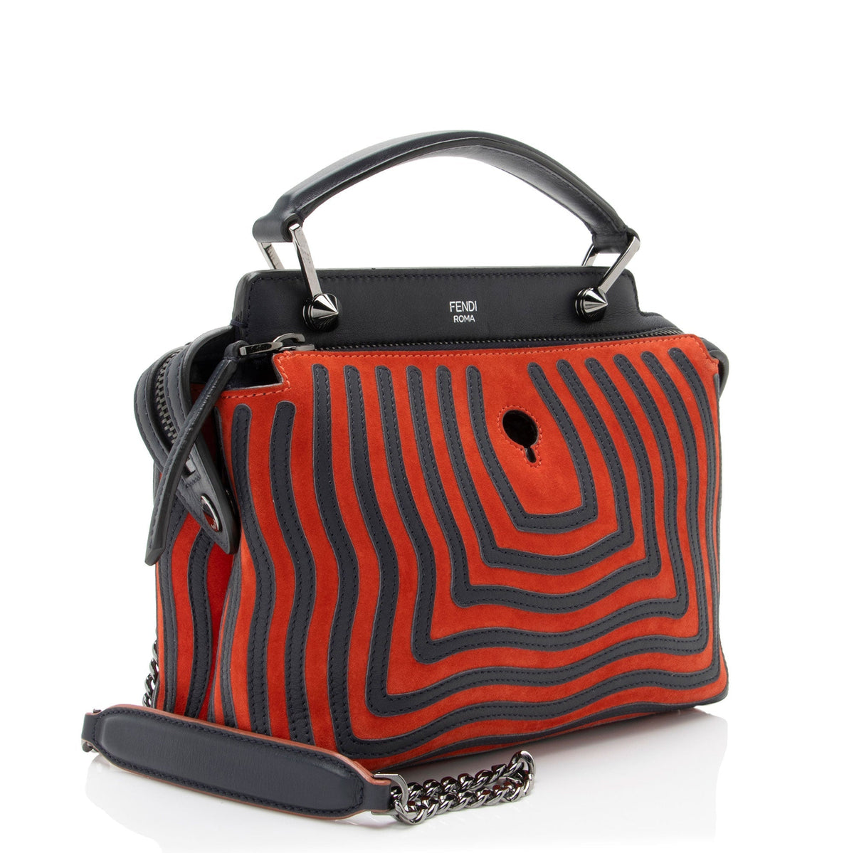 Fendi Quilted Leather Two Tone Dotcom Small Top Handle Rovelle Bags