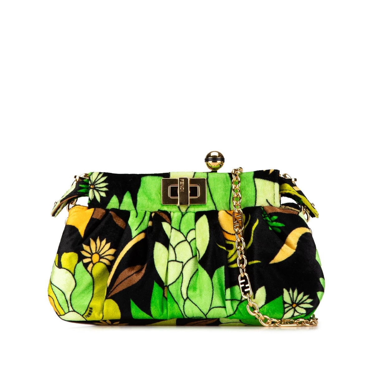 Fendi Velvet Peekaboo Click Clutch on Chain Rovelle Bags