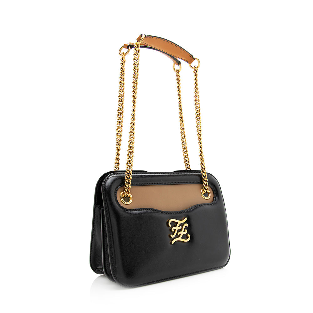 Fendi Vitello Glacier Leather Karligraphy Pocket Shoulder Bag (SHF-19815) Rovelle Bags