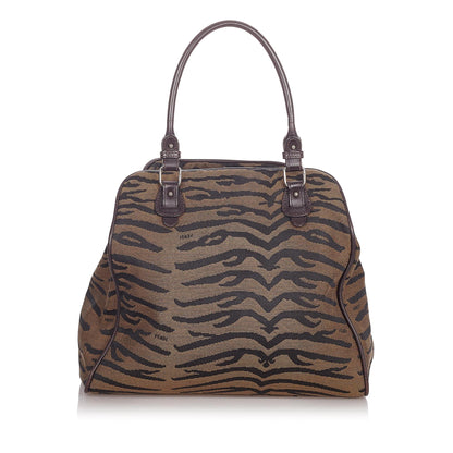 Fendi Zebra Print Canvas Handbag (SHG-23929) Rovelle Bags