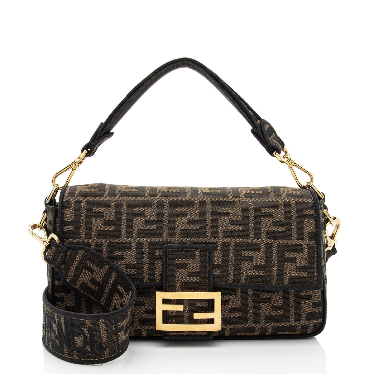 Fendi Zucca Calfskin Baguette Shoulder Bag (SHF-J0QlAm) Rovelle Bags