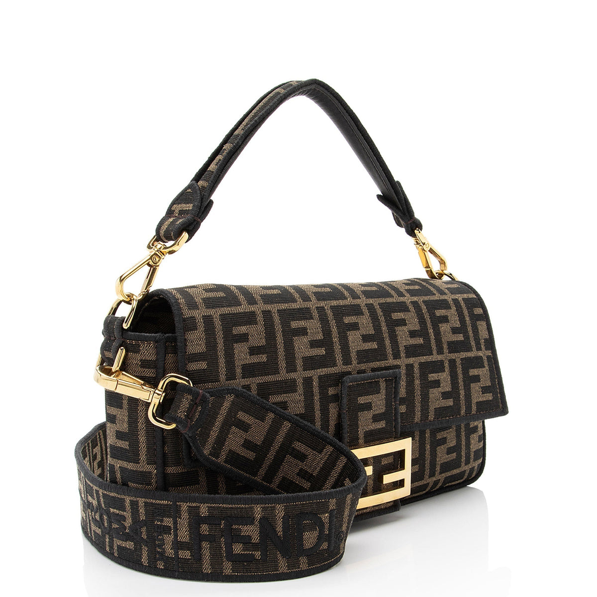 Fendi Zucca Calfskin Baguette Shoulder Bag (SHF-J0QlAm) Rovelle Bags