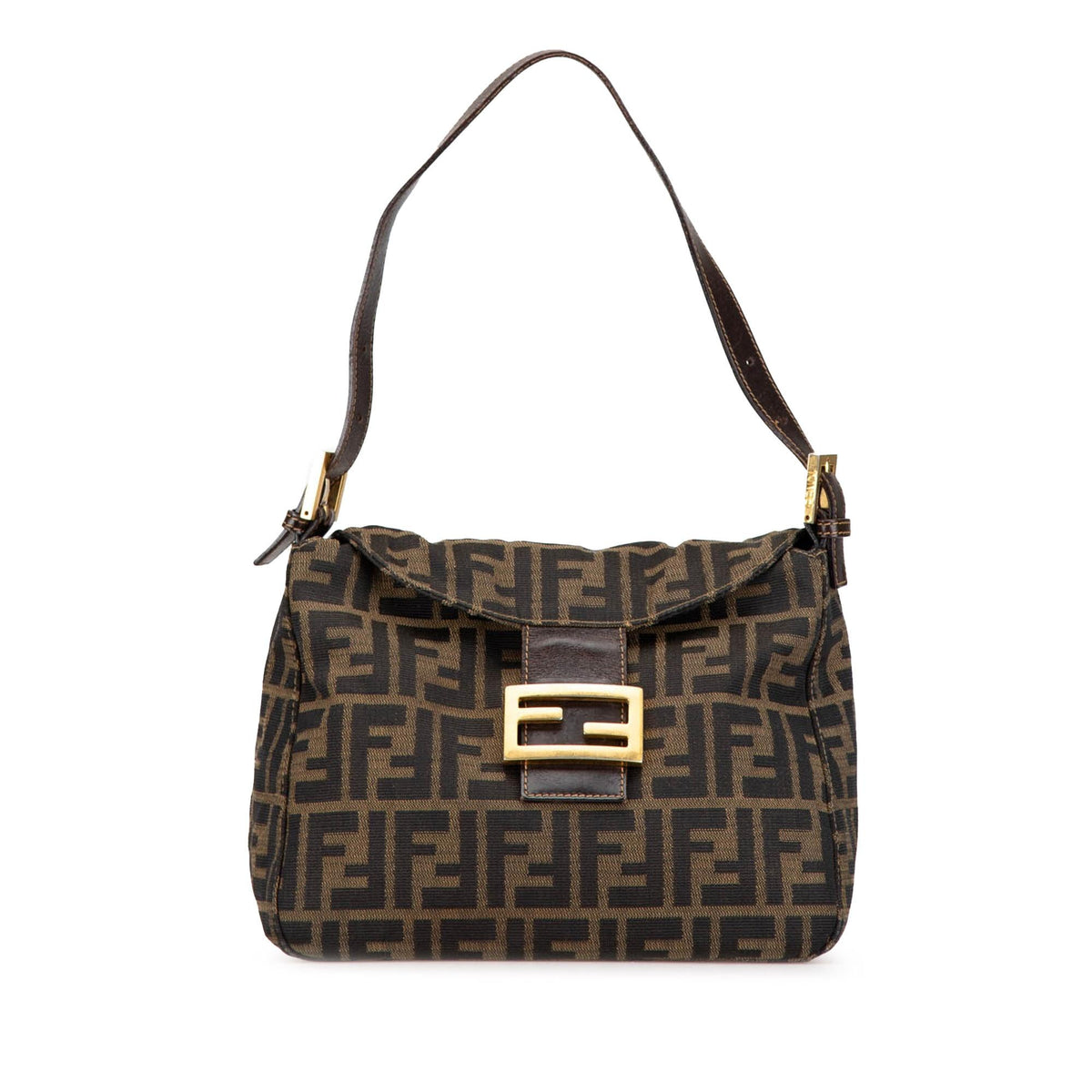 Fendi Zucca Canvas Double Flap Shoulder Bag Shg-Yawuve Rovelle Bags