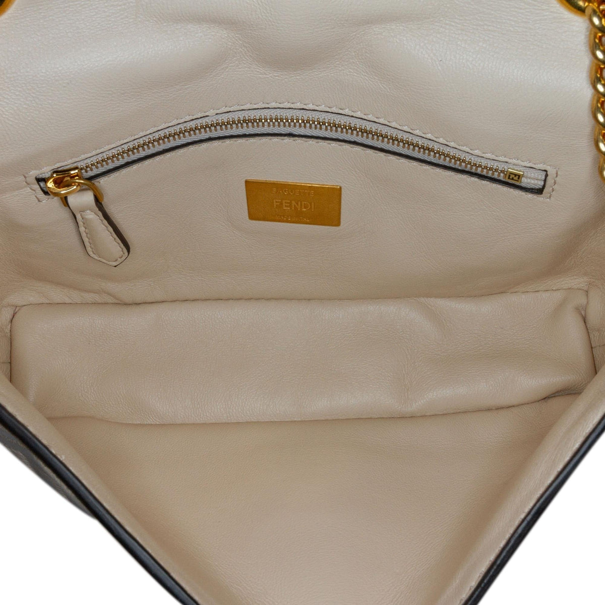 Fendi Zucca Embossed Chain Midi Baguette (SHG-InpXQw) Rovelle Bags