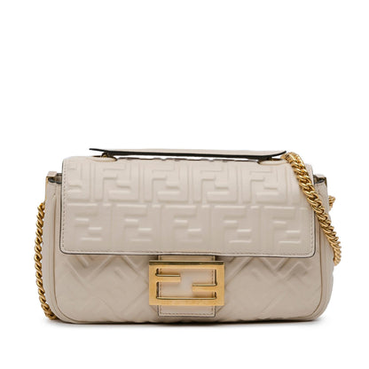 Fendi Zucca Embossed Chain Midi Baguette (SHG-InpXQw) Rovelle Bags