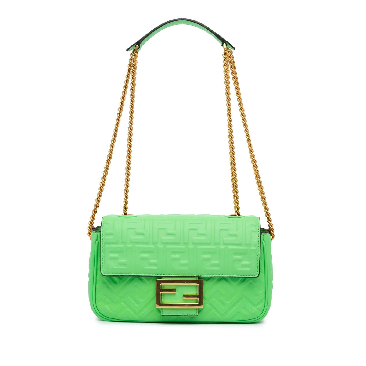 Fendi Zucca Embossed Chain Midi Baguette Rovelle Bags