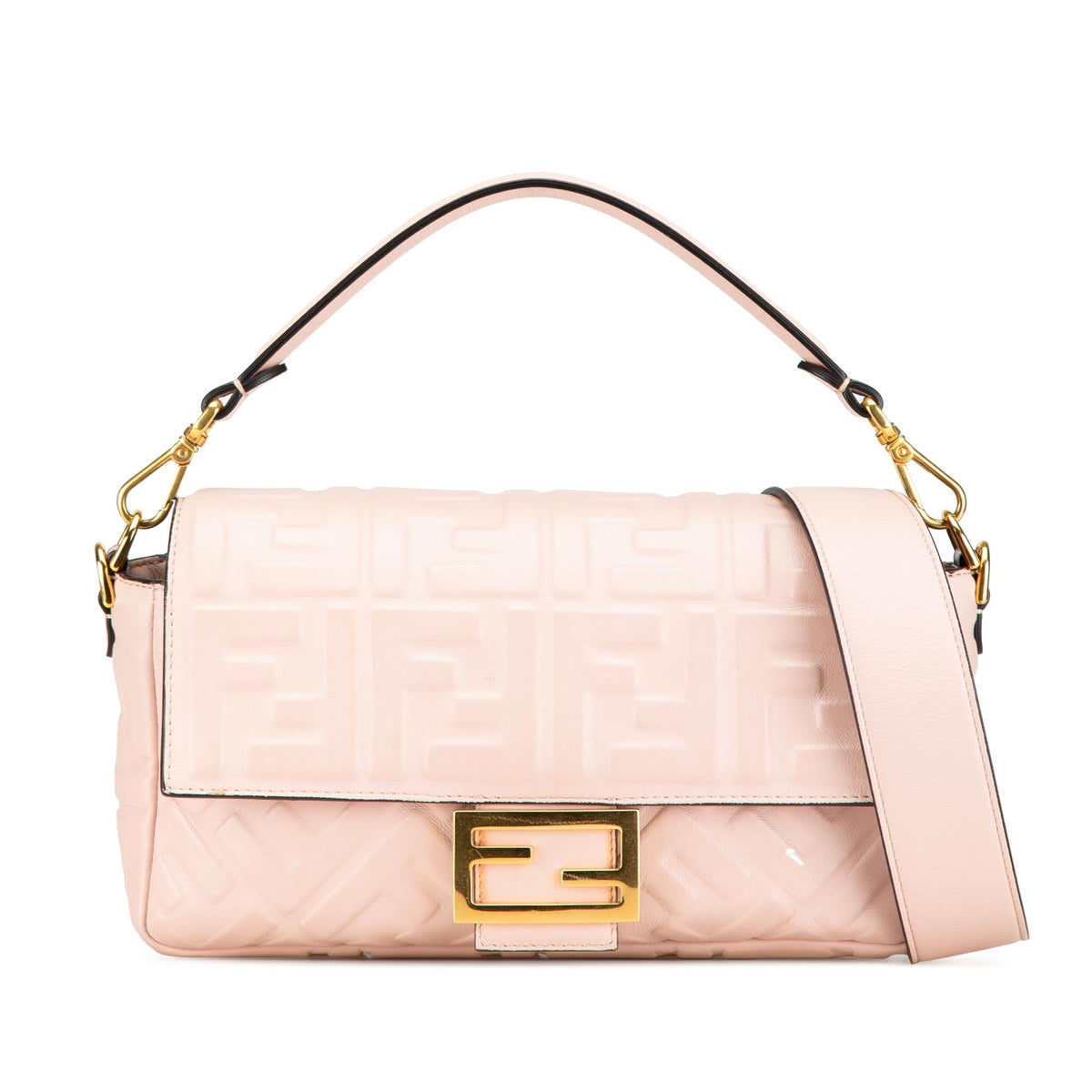 Fendi Zucca Embossed Leather Baguette Satchel Rovelle Bags