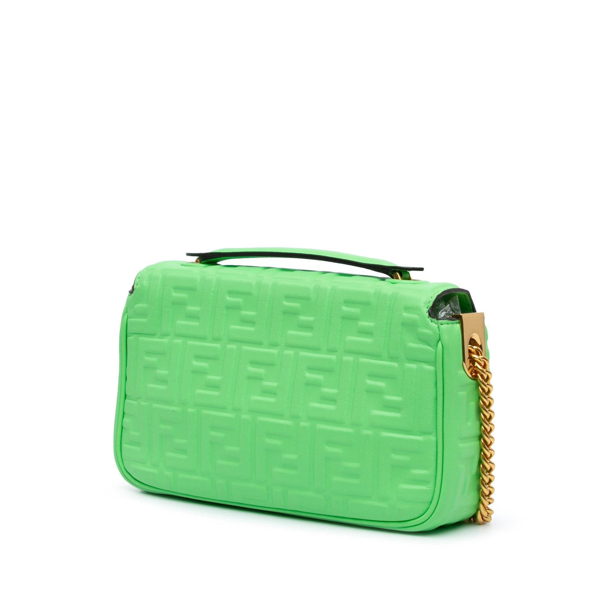 Fendi Zucca Embossed Leather Chain Midi Baguette Shg-Zules4 Rovelle Bags