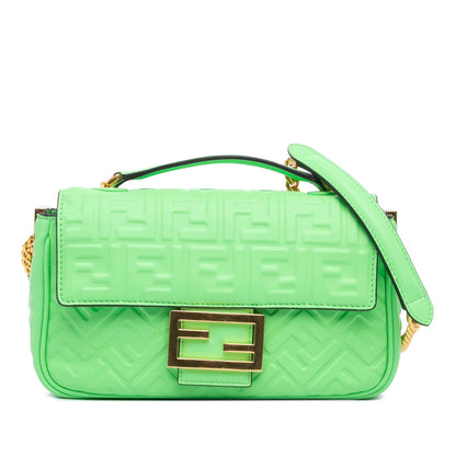 Fendi Zucca Embossed Leather Chain Midi Baguette Shg-Z06X4R Rovelle Bags