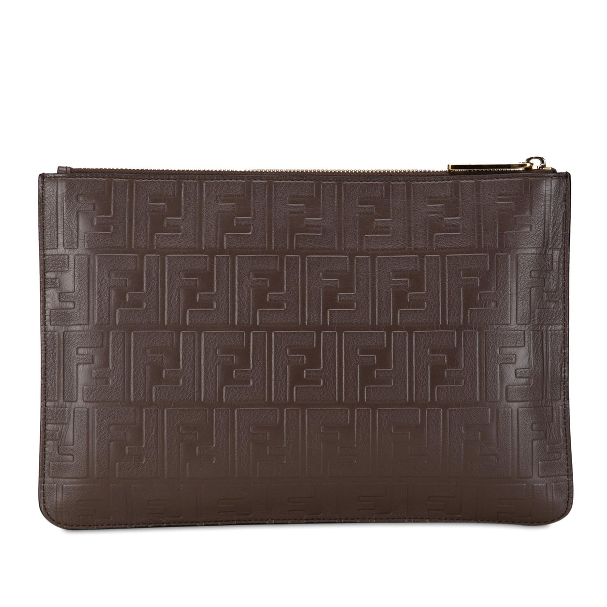 Fendi Zucca Embossed Zip Pouch (SHG-pMFnGr) Rovelle Bags