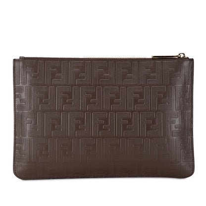 Fendi Zucca Embossed Zip Pouch (SHG-pMFnGr) Rovelle Bags