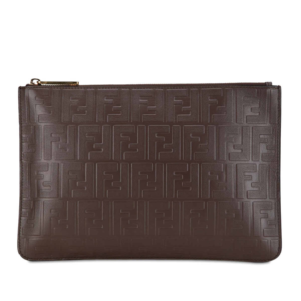 Fendi Zucca Embossed Zip Pouch (SHG-pMFnGr) Rovelle Bags