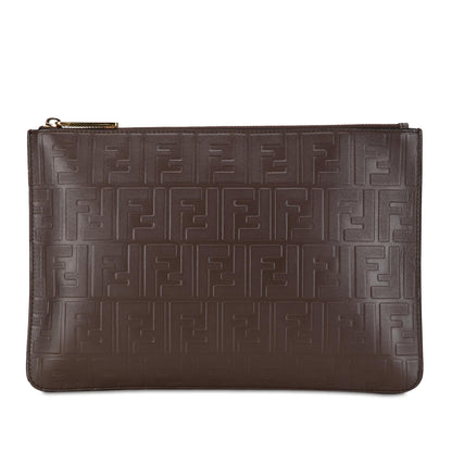 Fendi Zucca Embossed Zip Pouch (SHG-pMFnGr) Rovelle Bags