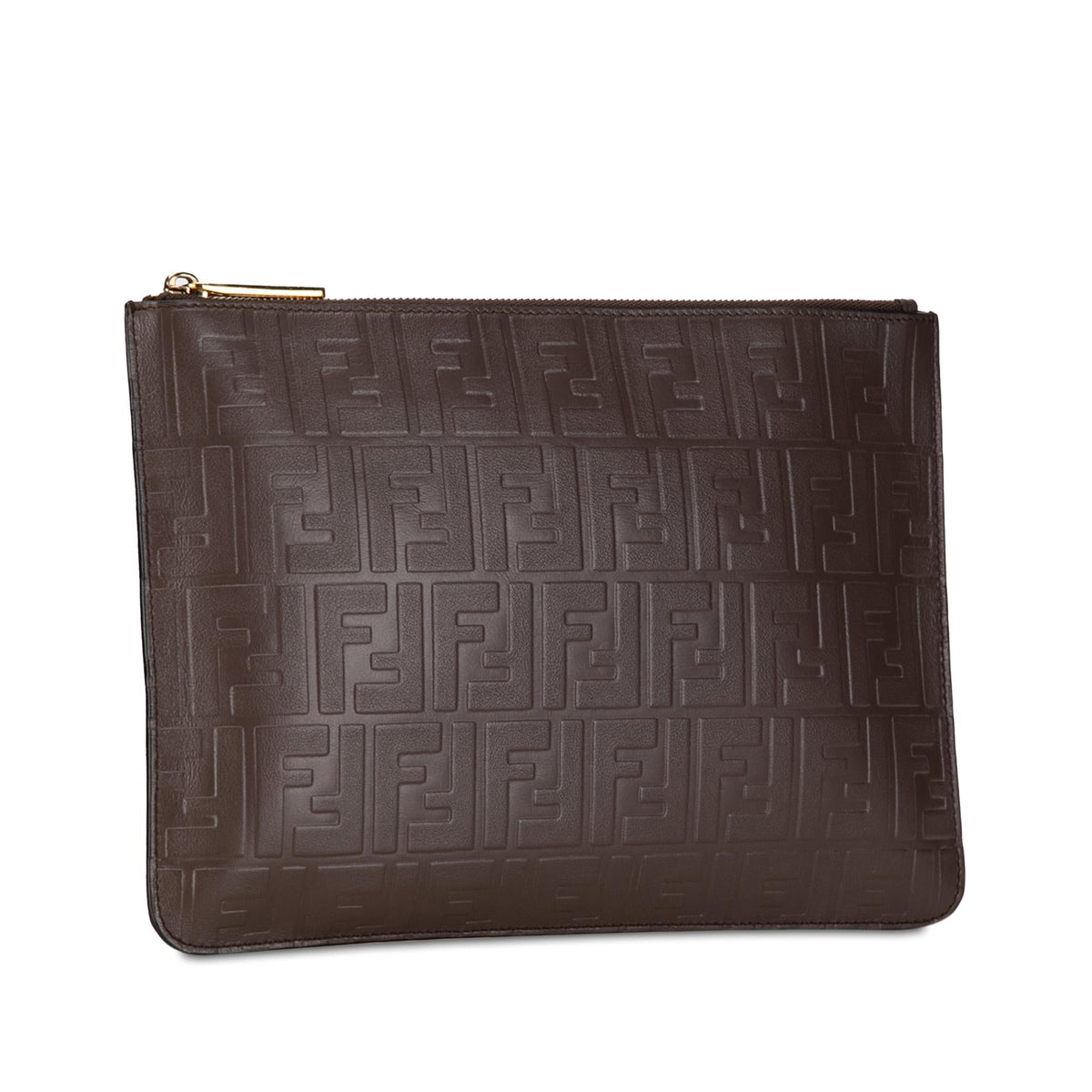 Fendi Zucca Embossed Zip Pouch (SHG-pMFnGr) Rovelle Bags