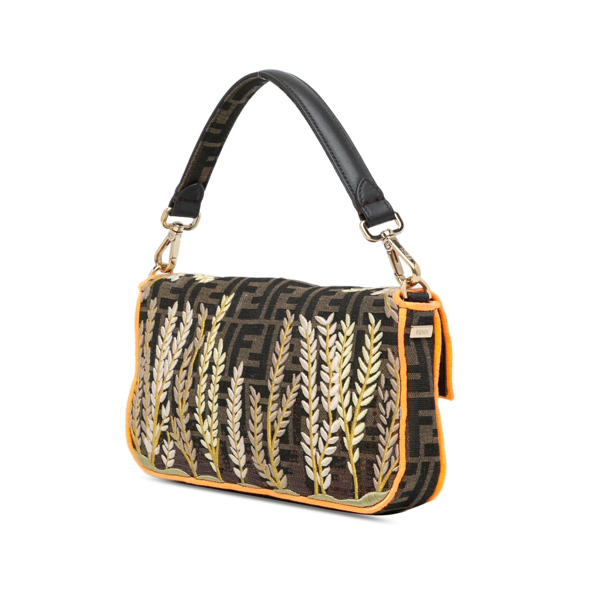 Fendi Zucca Embroidered Canvas Baguette Satchel Rovelle Bags