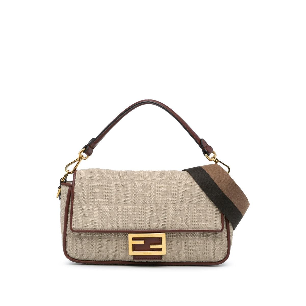 Fendi Zucca Embroidered Canvas Baguette Satchel (SHG-CbXmDx) Rovelle Bags