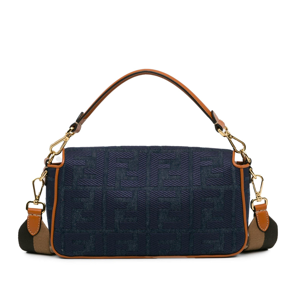 Fendi Zucca Embroidered Denim Baguette Satchel (SHG-oiAEAB) Rovelle Bags