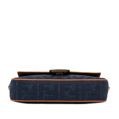 Fendi Zucca Embroidered Denim Baguette Satchel (SHG-oiAEAB) Rovelle Bags