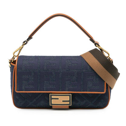Fendi Zucca Embroidered Denim Baguette Satchel (SHG-1q9dga) Rovelle Bags