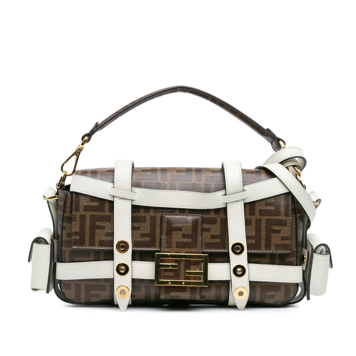 Fendi Zucca Glazed Fabric Cage Baguette Satchel Rovelle Bags