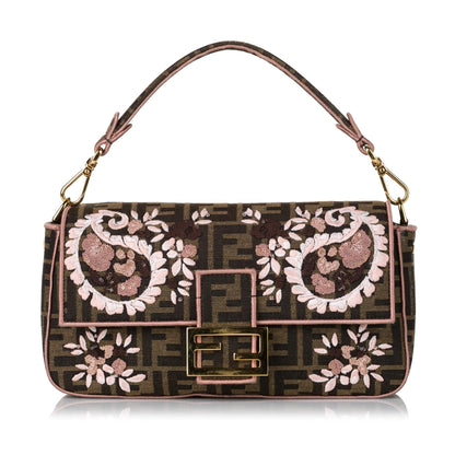 Fendi Zucca Paisley Embroidery Baguette (SHG-35412) Rovelle Bags