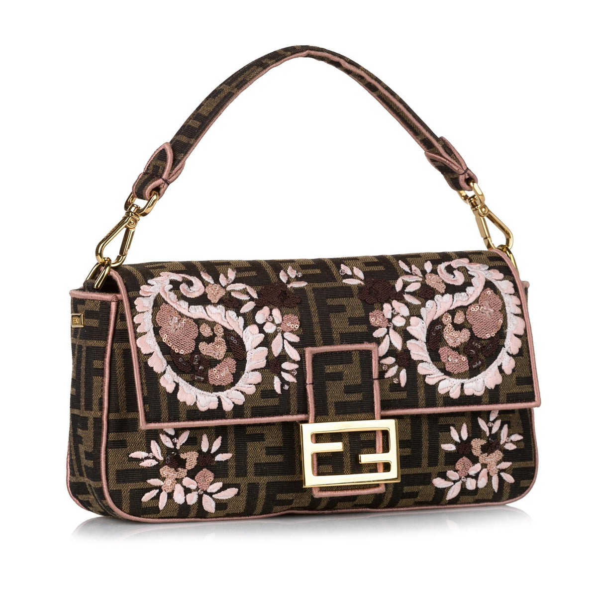 Fendi Zucca Paisley Embroidery Baguette (SHG-35412) Rovelle Bags