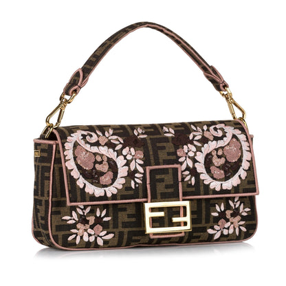 Fendi Zucca Paisley Embroidery Baguette (SHG-35412) Rovelle Bags