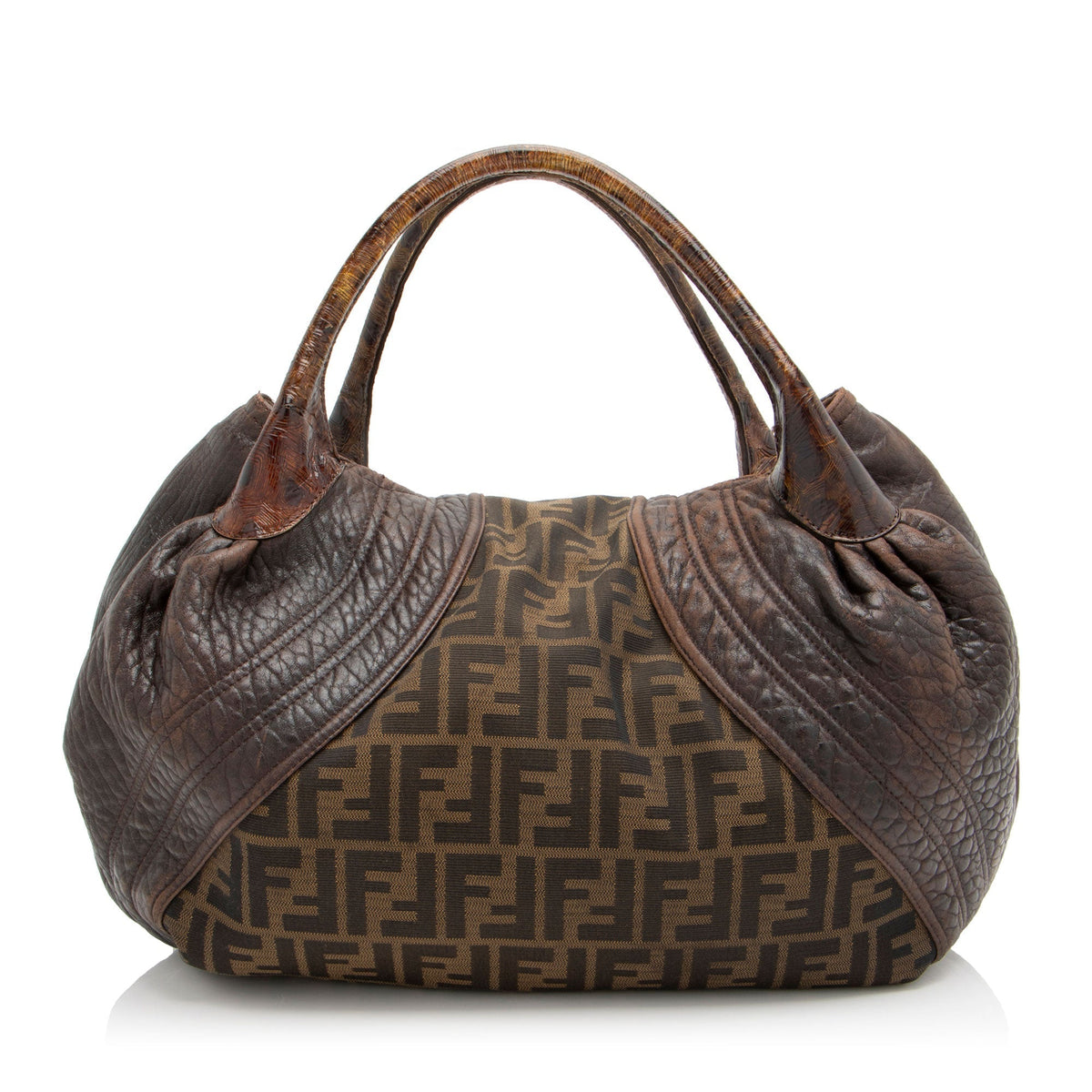 Fendi Zucca Tortuga Leather Spy Satchel Rovelle Bags