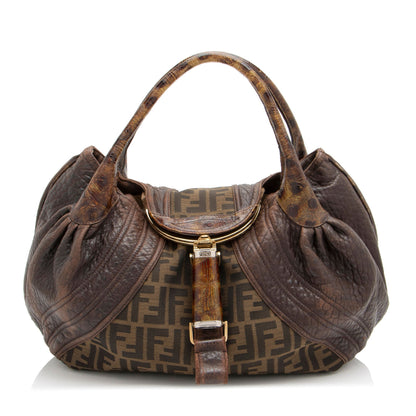 Fendi Zucca Tortuga Leather Spy Satchel Rovelle Bags