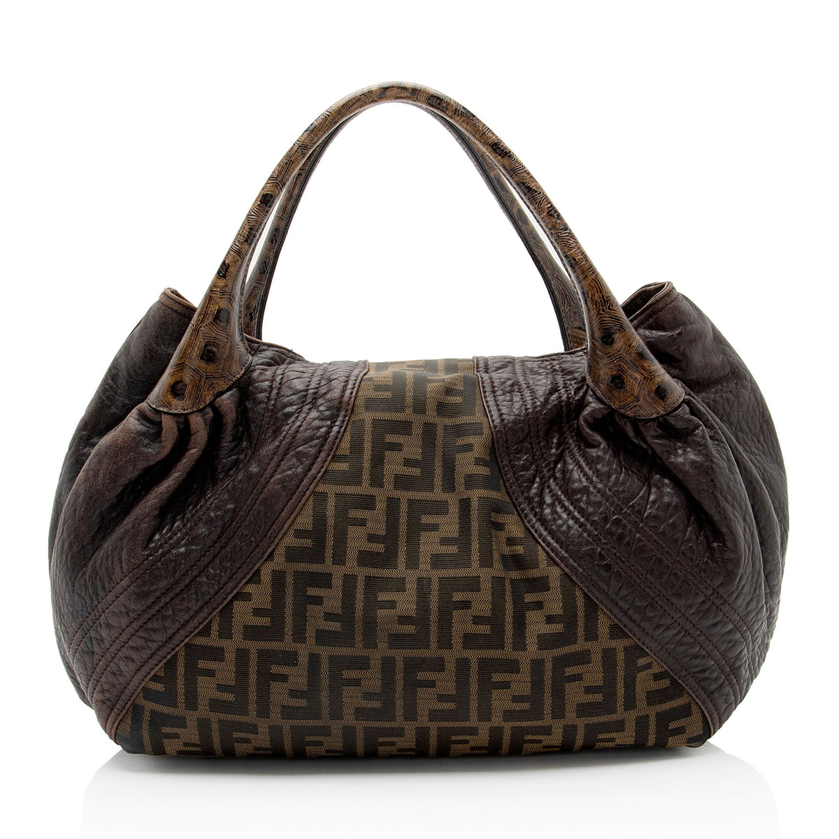 Fendi Zucca Tortuga Leather Spy Satchel (SHF-ls4Vha) Rovelle Bags