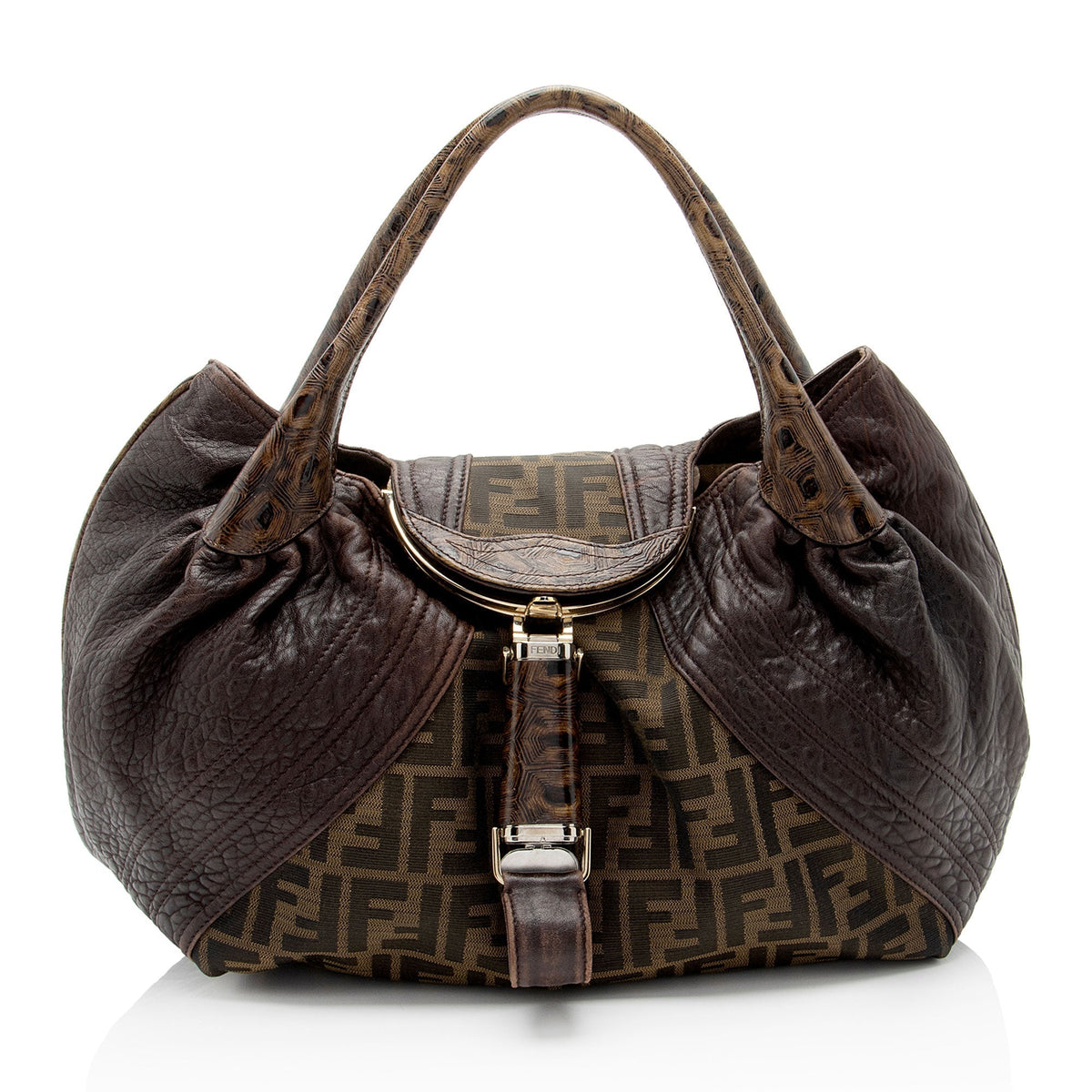 Fendi Zucca Tortuga Leather Spy Satchel (SHF-ls4Vha) Rovelle Bags