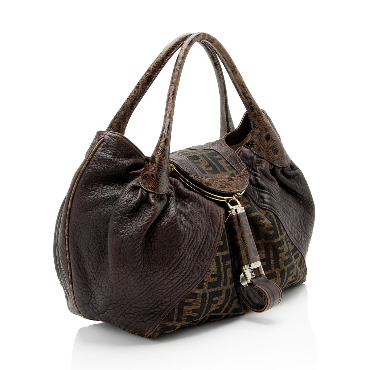 Fendi Zucca Tortuga Leather Spy Satchel (SHF-ls4Vha) Rovelle Bags