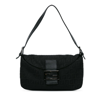 Fendi Zucchino Canvas Double Flap Baguette (SHG-l5oJft) Rovelle Bags