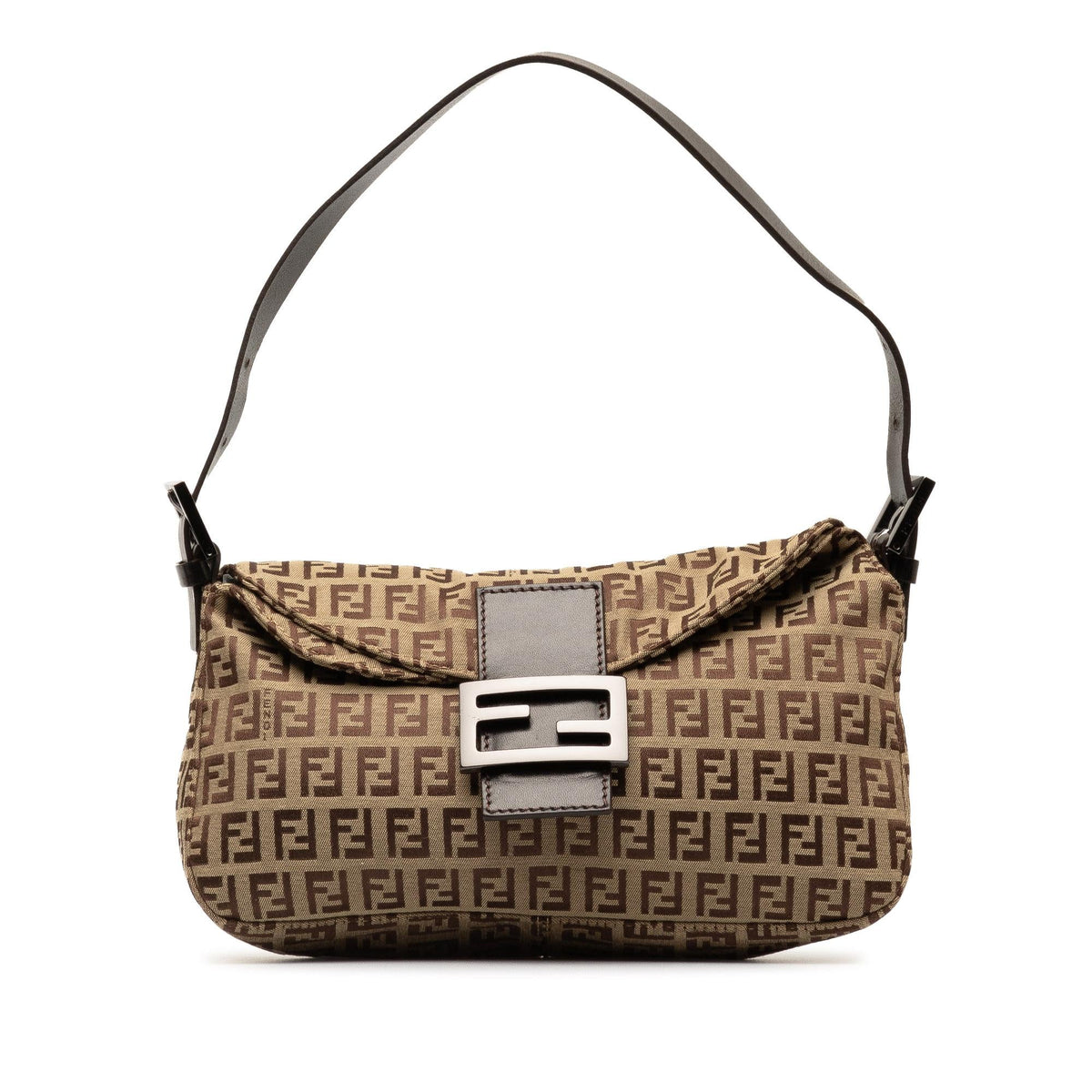 Fendi Zucchino Canvas Double Flap Shoulder Bag (SHG-dmMzhN) Rovelle Bags