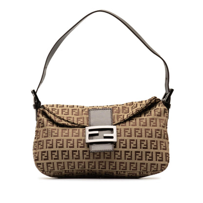 Fendi Zucchino Canvas Double Flap Shoulder Bag (SHG-dmMzhN) Rovelle Bags