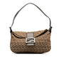 Fendi Zucchino Canvas Double Flap Shoulder Bag (SHG-dmMzhN) Rovelle Bags