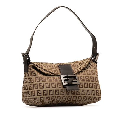 Fendi Zucchino Canvas Double Flap Shoulder Bag (SHG-dmMzhN) Rovelle Bags