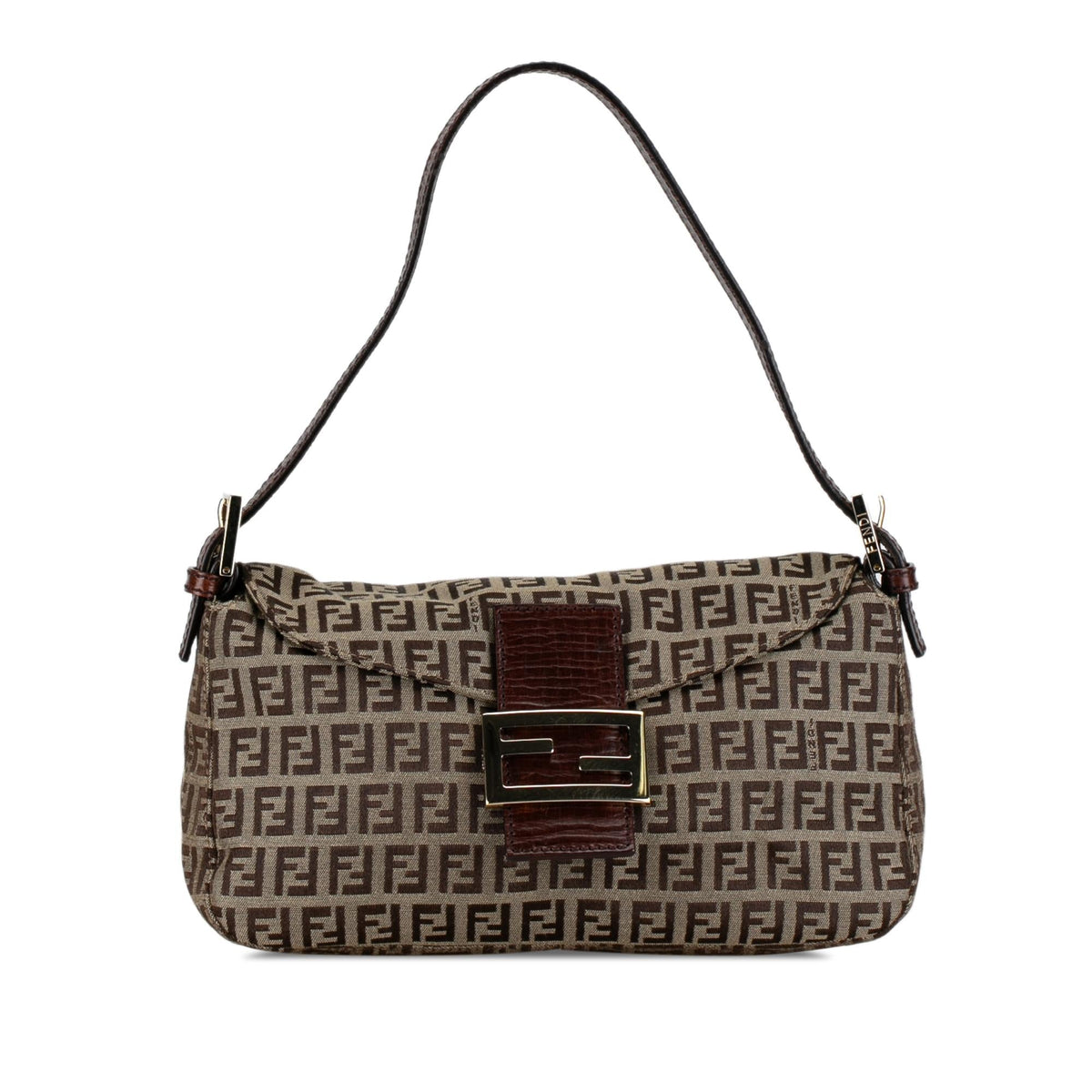 Fendi Zucchino Canvas Double Flap Shoulder Bag (SHG-mBkFfe) Rovelle Bags