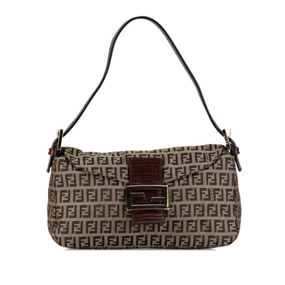 Fendi Zucchino Canvas Double Flap Shoulder Bag (SHG-mBkFfe) Rovelle Bags