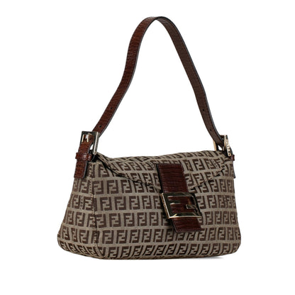 Fendi Zucchino Canvas Double Flap Shoulder Bag (SHG-mBkFfe) Rovelle Bags